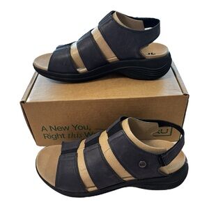 KURU Coda Muse Sandals Shoes Womens Size 11 Jet Black Strappy Comfort Walking